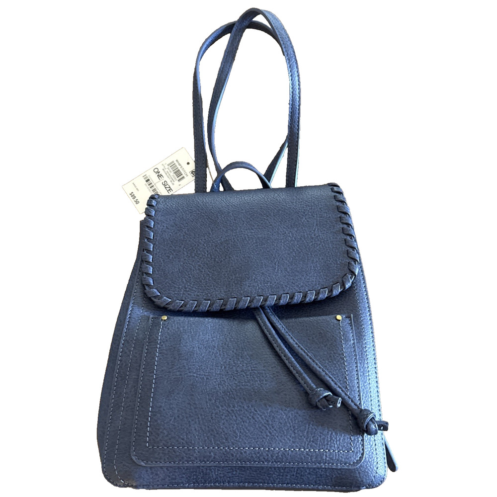 Style & Co Whip-stitch Backpack Medium Bag Faux Blue Leather